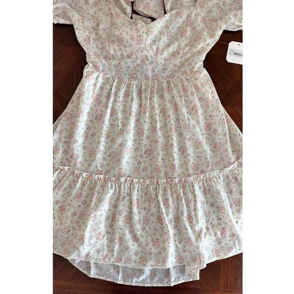 Altar’d State Floral Puff Sleeve Mini Dress Cream Pink Flowers Size M NWT - Picture 10 of 13